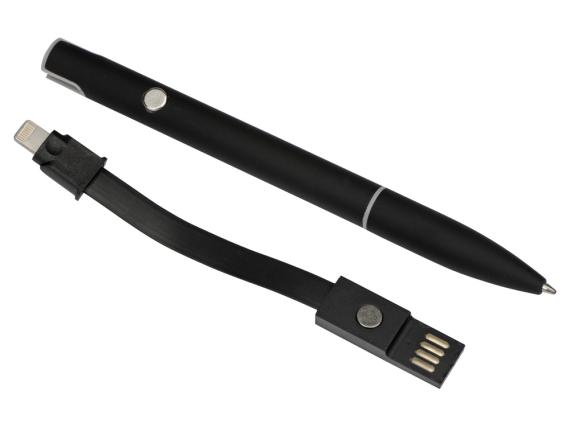 Ручка металлическая шариковая «Connect» с кабелем USB 2 в 1
