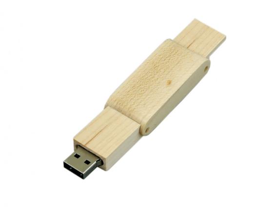 USB 2.0- флешка на 16 Гб прямоугольной формы с раскладным корпусом