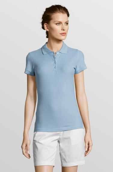 Рубашка поло женская People 210 голубая, размер XL