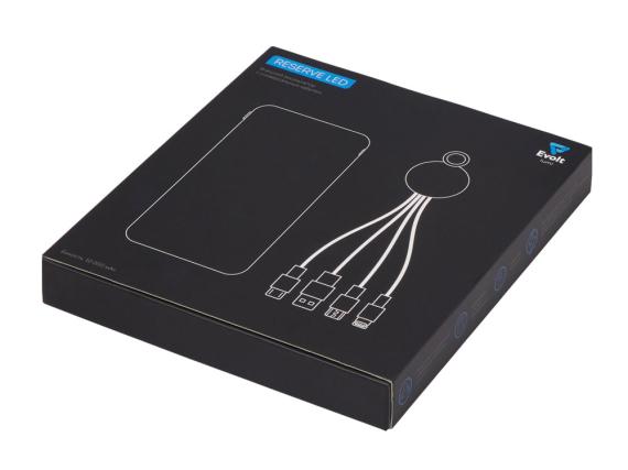 Набор из внешнего аккумулятора и универсального кабеля с подсветкой лого «Reserve LED», 10000mAh