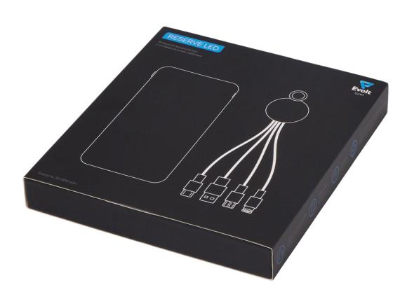 Набор из внешнего аккумулятора и универсального кабеля с подсветкой лого «Reserve LED», 10000mAh