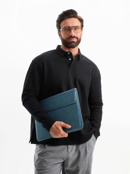 Рубашка поло оверсайз с длинным рукавом Heritage, черная, размер 5XL