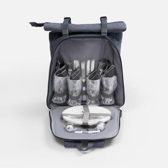 Набор для пикника Picnivo на 4 персоны, темно-серый меланж