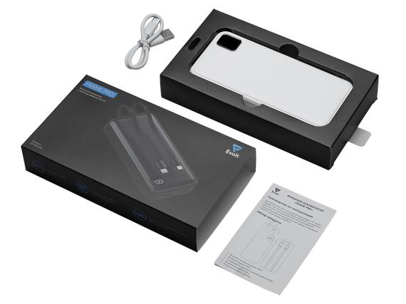 Внешний аккумулятор со встроенными кабелями «Фрэйм Про», быстрая зарядка, 20000мач