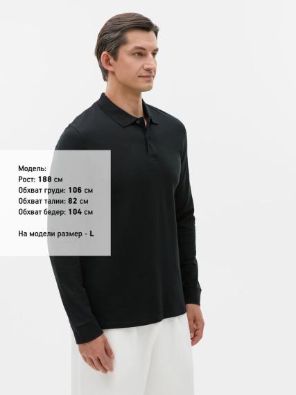Рубашка поло мужская с длинным рукавом Perfect LSL Men черная, размер L